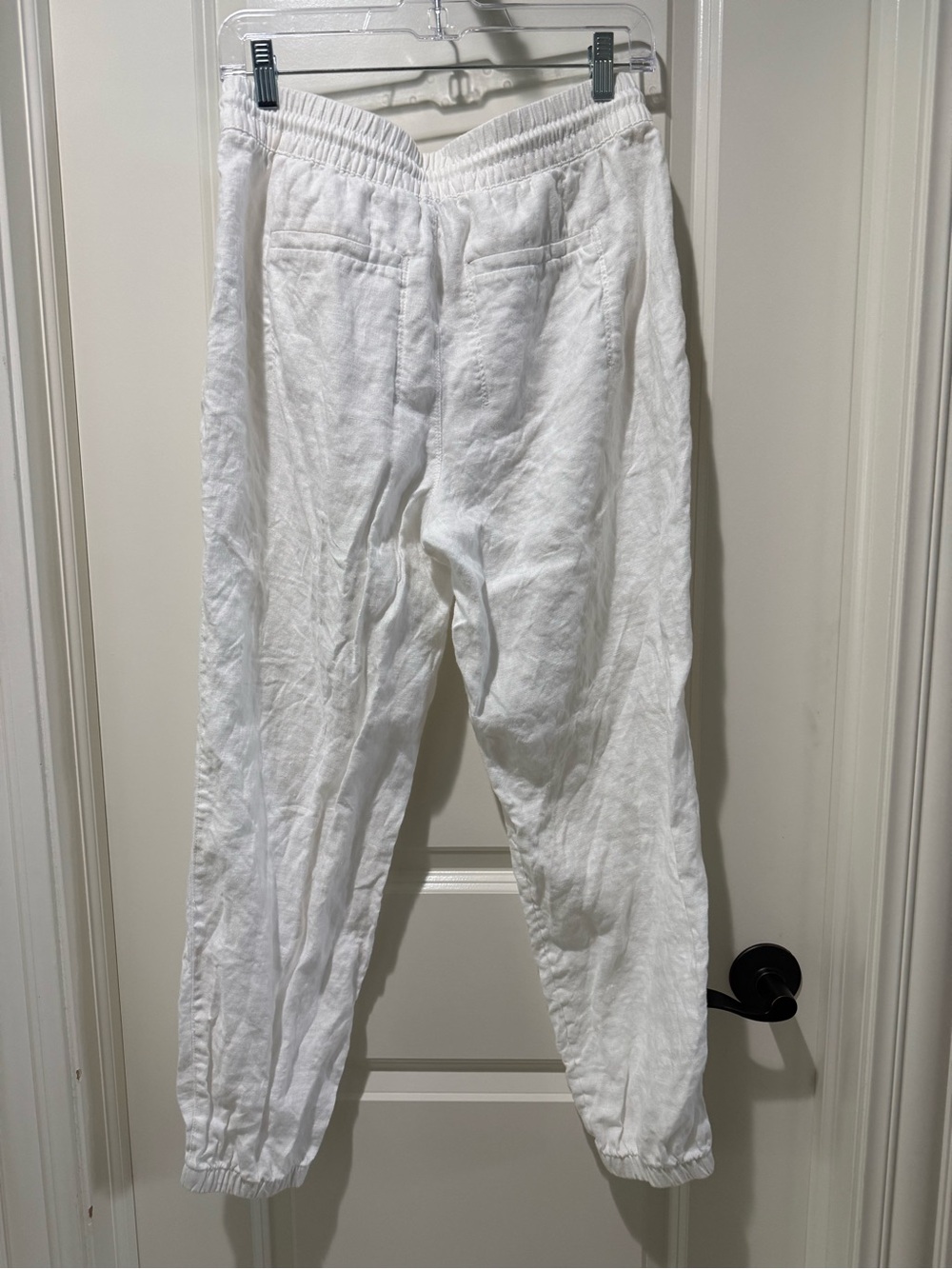 Athleta White Linen Drawstring Cabo Jogger Pants zippered pockets - Picture 4 of 6